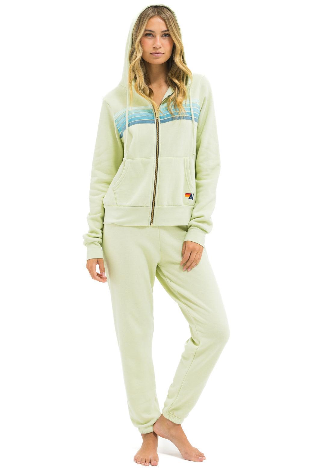 5 STRIPE HOODIE - LIME CREAM // SEAFOAM - Image 6