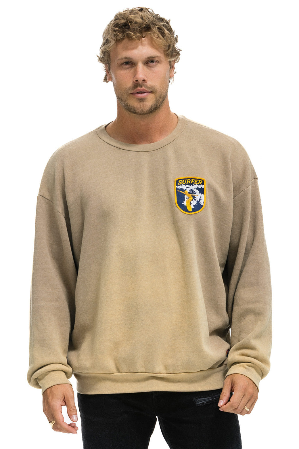 CALIFORNIA SURFER PATCH RELAXED CREW SWEATSHIRT - FADED TAN - Image 2