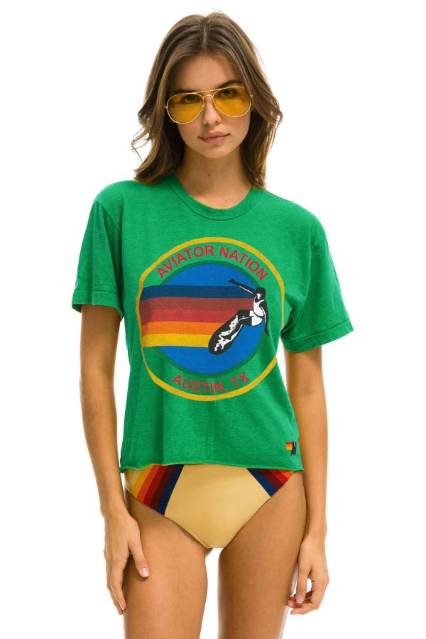 AVIATOR NATION AUSTIN BOYFRIEND TEE - KELLY GREEN