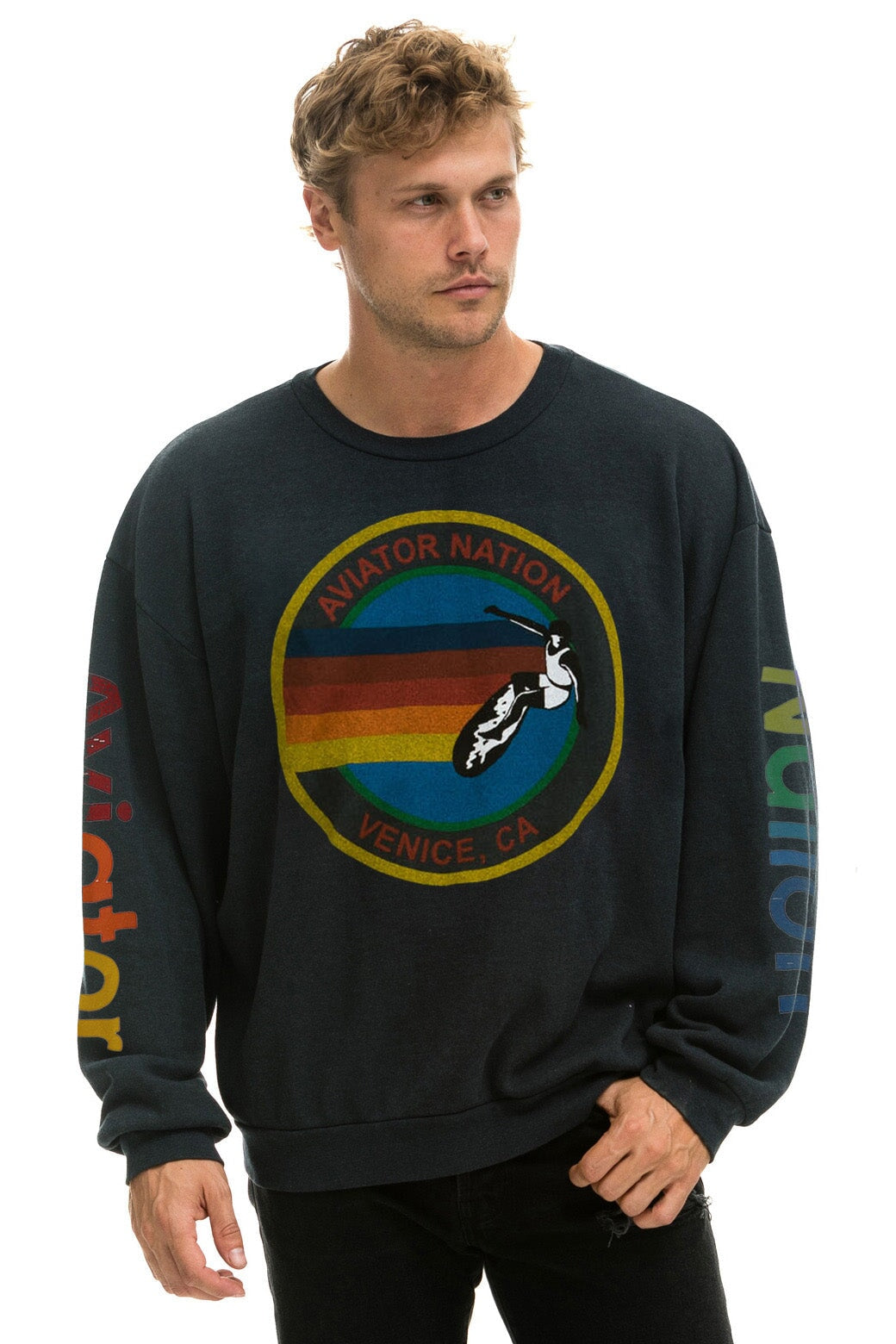 AVIATOR NATION RELAXED CREW SWEATSHIRT - CHARCOAL - Image 2