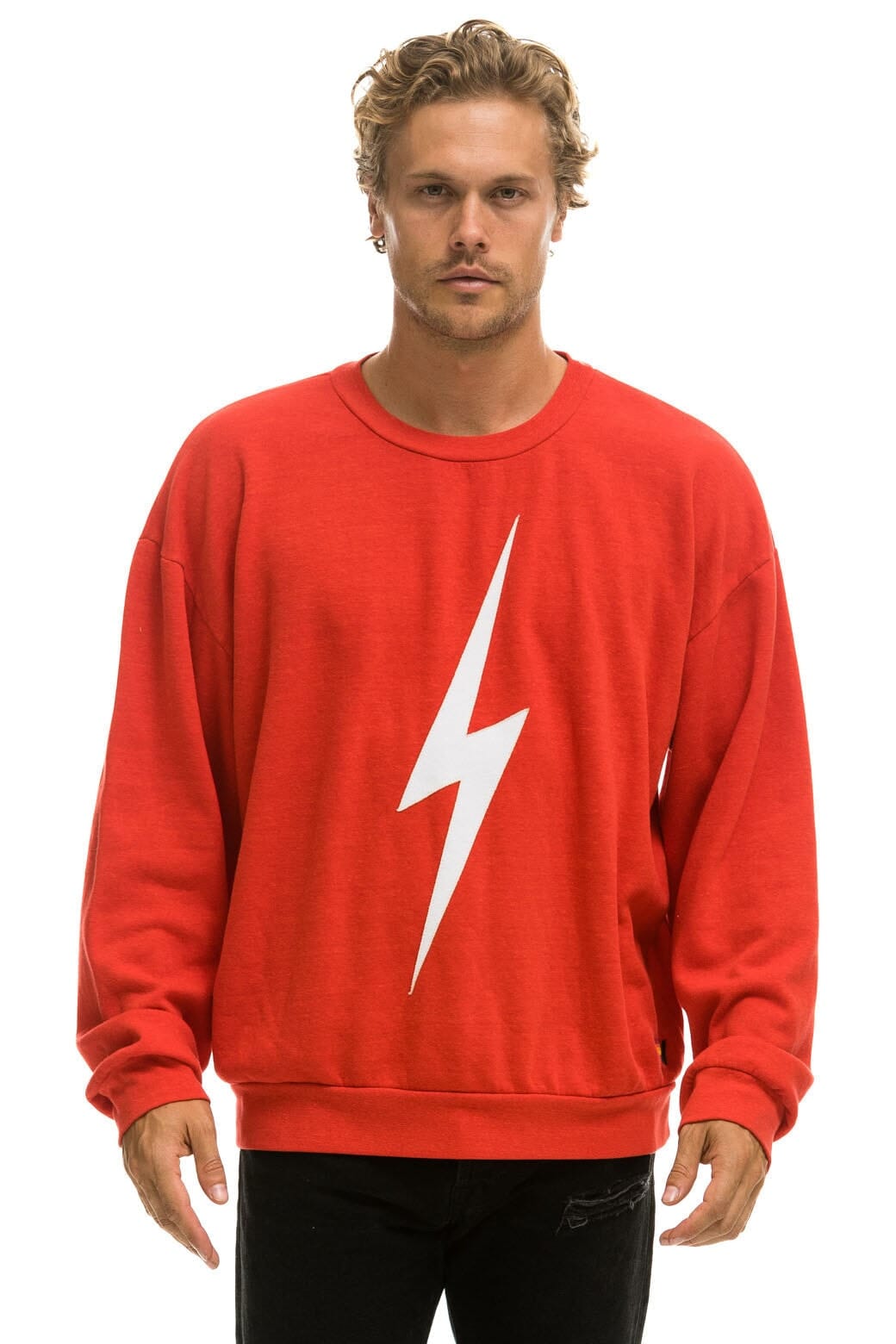 BOLT RELAXED CREW SWEATSHIRT - RED // WHITE - Image 2