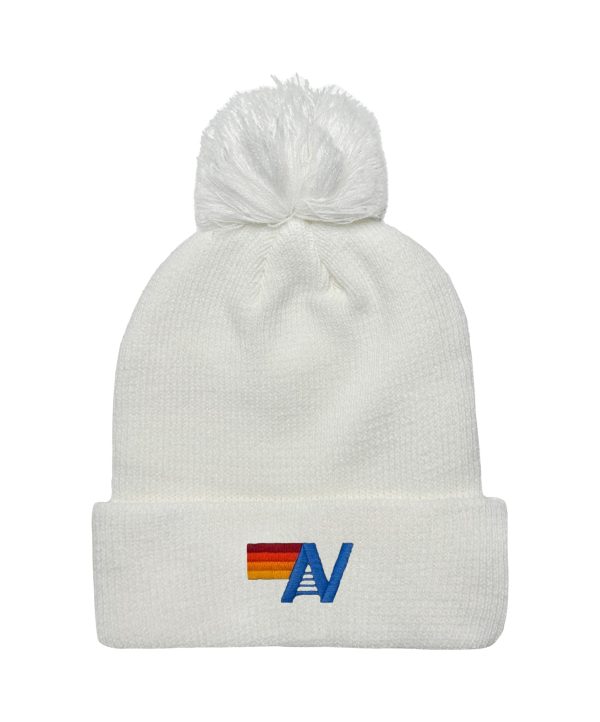 LOGO POM RIB BEANIE - WHITE