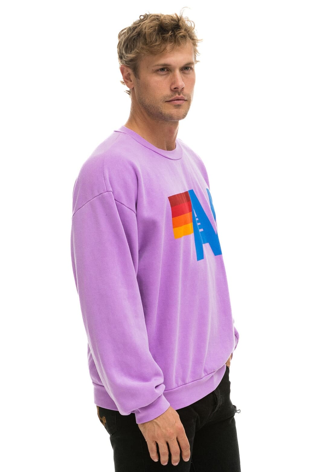 LOGO RELAXED CREW SWEATSHIRT - NEON PURPLE - Image 8
