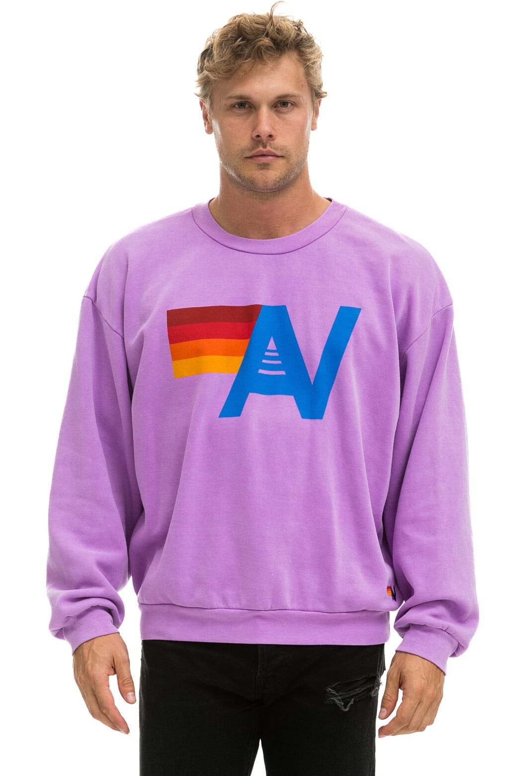 LOGO RELAXED CREW SWEATSHIRT - NEON PURPLE - Image 2